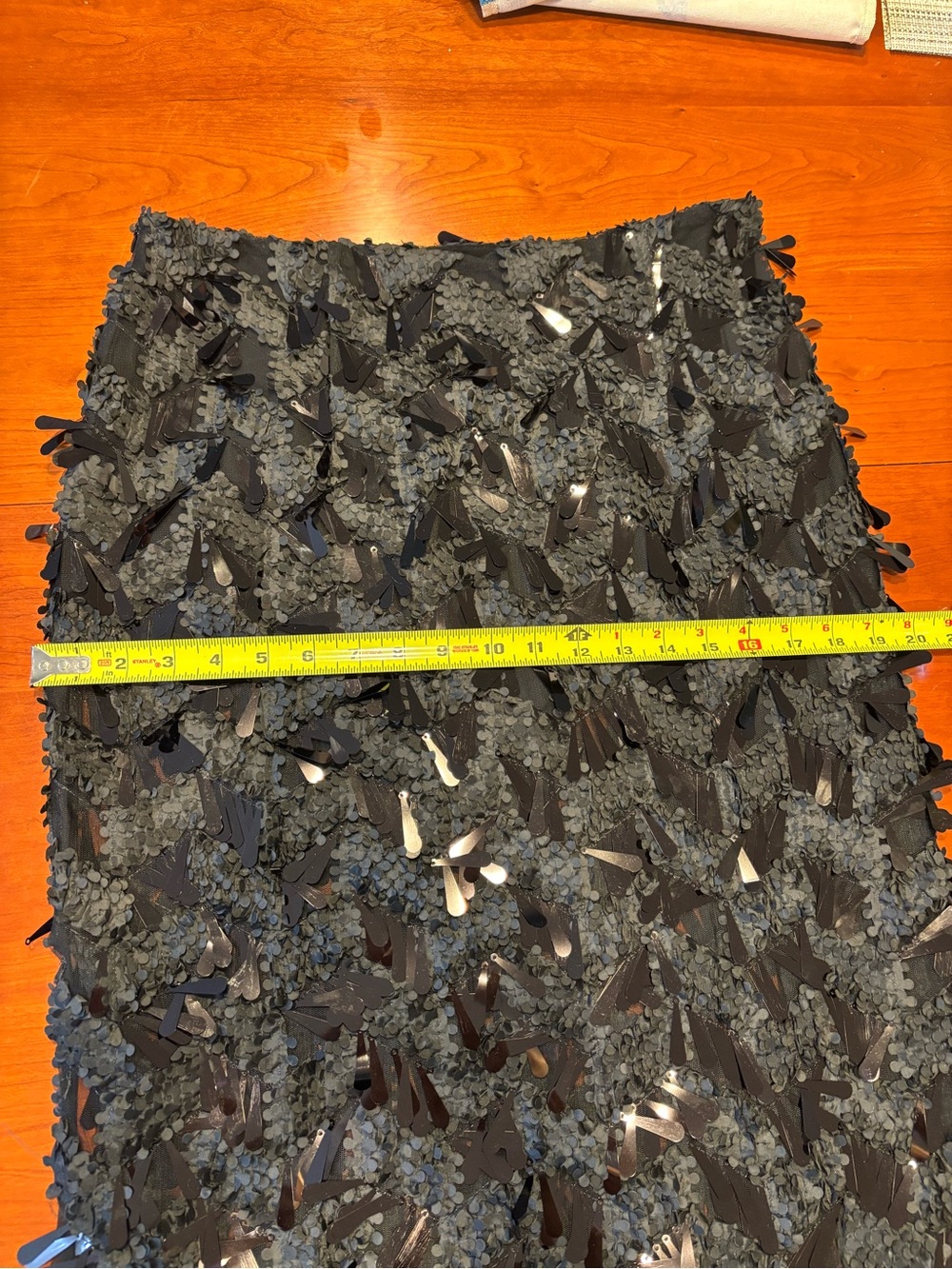 ZARA Black Sequin Fringe Pencil Skirt.L/M - Picture 10 of 11